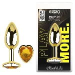 Анальная пробка Egzo Gold Heart Plug S с кристаллом и сердечком для длительного ношения - мініатюра 5