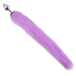 Анальная пробка EGZO Fox Tail Silver Plug Purple с фиолетовым хвостиком, размер S - мініатюра 2