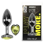 Анальная пробка EGZO Dark Silver Heart M анатомическая из медицинской стали с лаймовым кристаллом - мініатюра 1