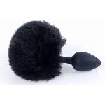 Анальная пробка ( размер S ) с хвостом Boss Series - Silicon PLUG Bunny Tail Black - мініатюра 6