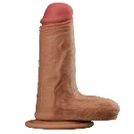 Фаллоимитатор с мошонкой на присоске OYO - Dildo Double Layer Silicone YQW-017 (длина 18 см, диаметр 3.5 см) - мініатюра 1