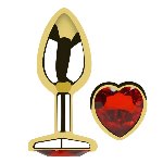 Анальная пробка с кристаллом EGZO - Gold Heart Plug Red size S - мініатюра 2