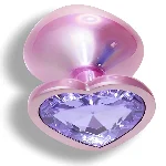 Анальная пробка EGZO Pink Perl Heart Plug S с сиреневым кристаллом, розовая - мініатюра 2