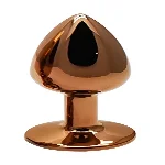 Анальная пробка EGZO Dark Gold с кристаллом, гладкая металлическая, размер S, 70×28 мм - мініатюра 3