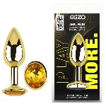 Анальная пробка Egzo MGR-01S с золотым кристаллом, металлическая, размер S - мініатюра 5