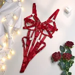 Эротический открытый боди с ремнями "Aisha", red S - мініатюра 1