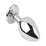 Анальная пробка с кристаллом EGZO - Silver Round Plug Amethyst size M - мініатюра 5
