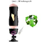 Мастурбатор с двумя входами на присоске Boss Series: Vibrating Masturbation Cup Black - мініатюра 7