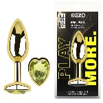 Анальная пробка EGZO Gold Heart Plug Lime M с кристаллом и сердцевидным основанием - мініатюра 5