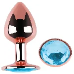 Анальная пробка EGZO Rose Gold Round Plug Aqua S с кристаллом, классическая металлическая - мініатюра 2