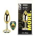 Анальная пробка с кристаллом EGZO - Gold Heart Plug Rainbow size S - мініатюра 1