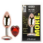Анальная пробка EGZO Rose Gold Heart Plug S с красным сердцем, нержавеющая сталь - мініатюра 1