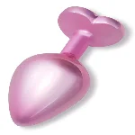 Анальная пробка EGZO Pink Perl Heart Plug S с фиолетовым кристаллом, розовая - мініатюра 3