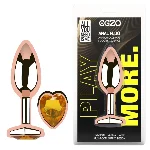 Анальная пробка EGZO Rose Gold Heart Plug S с янтарным кристаллом-сердцем - мініатюра 1