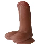 Фаллоимитатор с мошонкой на присоске OYO - Dildo Double Layer Silicone YQW-062 (длина 19 см, диаметр 3.2 см) - мініатюра 4