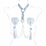 Сексапильные пестисы-сердечки с кисточками, чокером и цепочками Silver - мініатюра 4