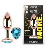 Анальный плаг из нержавеющей стали EGZO Rose Gold Heart Plug Aqua, размер S - мініатюра 1