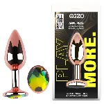 Анальная пробка EGZO Rose Gold Rainbow S розово-золотистая из стали с радужным кристаллом - мініатюра 1