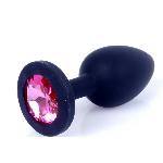 Силиконовая анальная пробка Boss Series - Jewellery Black Silicon PLUG Small Pink S - мініатюра 6