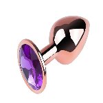 Анальная пробка с кристаллом EGZO - Rose Gold Round Plug Purple size S - мініатюра 3