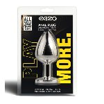 Анальная пробка с кристаллом EGZO - Silver Round Plug Aqua size M - мініатюра 5