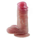 Большой фаллоимитатор с мошонкой на присоске OYO - Dildo Double Layer Silicone YQW-030 (длина 21.5 см, диаметр 3.8 см) - мініатюра 2