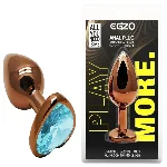 Анальная пробка EGZO Dark Gold Heart Plug Aqua S с голубым кристаллом, розовое золото - мініатюра 1