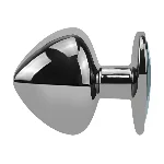 Анальная пробка EGZO Dark Silver Heart M анатомическая из медицинской стали с лаймовым кристаллом - мініатюра 4