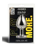 Анальная пробка с кристаллом EGZO - Silver Round Plug Black size S - мініатюра 5