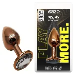 Анальная пробка EGZO Dark Gold с прозрачным кристаллом, нержавеющая сталь, размер S - мініатюра 1