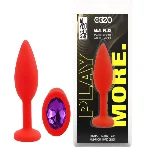 Силиконовая анальная пробка EGZO - Silicone Red Round Plug Purple, size S - мініатюра 1