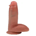 Большой фаллоимитатор с мошонкой на присоске OYO - Dildo Double Layer Silicone YQW-028 (длина 21.5 см, диаметр 3.8 см) - мініатюра 1