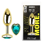 Анальная пробка EGZO Gold Heart Plug M с кристаллом и золотой металлической основой - мініатюра 5