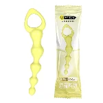 Анальные шарики MELEON Advanced Anal Beads 2, желтая цепочка из TPE с петлей-ручкой - мініатюра 1