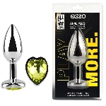 Анальная пробка с кристаллом EGZO Silver Heart Plug Lime, серебристая, размер S - мініатюра 1