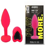 Анальная пробка EGZO Pink Heart Plug S из медицинского силикона, розовая, гладкая - мініатюра 1