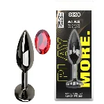 Анальная пробка с кристаллом EGZO - Dark Gray Round Plug Red, size S - мініатюра 1