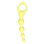 Анальные шарики MELEON Advanced Anal Beads 2, желтая цепочка из TPE с петлей-ручкой - мініатюра 2