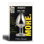 Анальная пробка с кристаллом EGZO - Silver Round Plug Black size M - мініатюра 5