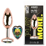 Анальная пробка EGZO Rose Gold Heart Plug M с радужным кристаллом из стали - мініатюра 1