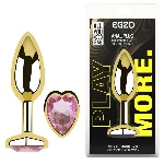 Анальная пробка EGZO Gold Heart Plug M с розовым кристаллом 8,2 см - мініатюра 5