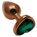 Анальная пробка EGZO Dark Gold Heart Plug Marine S с кристаллом, металлическая золотая - мініатюра 2