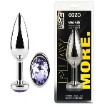 Анальная пробка с кристаллом EGZO - Silver Round Plug Amethyst size M - мініатюра 1