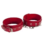 Оковы Leather Restraints Leg Cuffs, Red - мініатюра 1