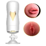 Мастурбатор с двумя входами на присоске Boss Series: Vibrating Masturbation Cup White - мініатюра 1