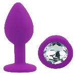 Анальная пробка EGZO Silicone Purple S, гладкая силиконовая фиолетовая грибовидная модель - мініатюра 2