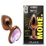 Анальная пробка анатомическая металлическая EGZO Dark Gold Heart Plug S с аметистовым кристаллом - мініатюра 1