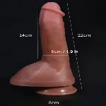 Большой фаллоимитатор с мошонкой на присоске OYO - Dildo Double Layer Silicone YQW-015 (длина 22 см, диаметр 5 см) - мініатюра 5
