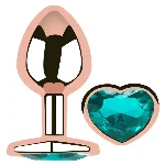 Анальная пробка EGZO Rose Gold Heart Marine M из нержавеющей стали с кристаллом - мініатюра 2