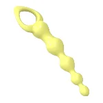 Анальные шарики MELEON Advanced Anal Beads 2, желтая цепочка из TPE с петлей-ручкой - мініатюра 3